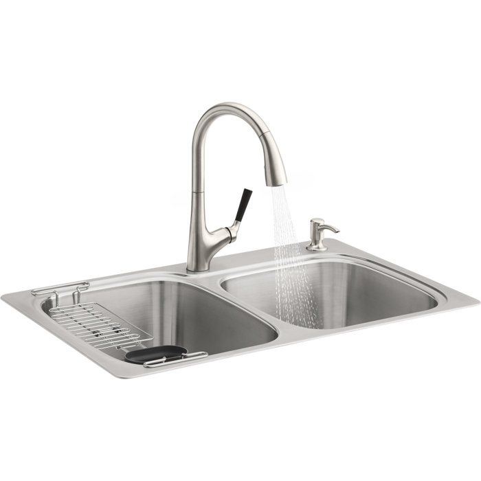 Kohler AllinOne DualMount Stainless Steel Kitchen Sink Kit with